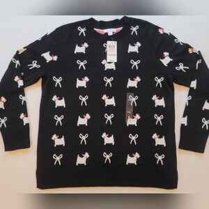 Charter Club Scottie Dog Sweater Petite XL With Rhinestone Embellishments New